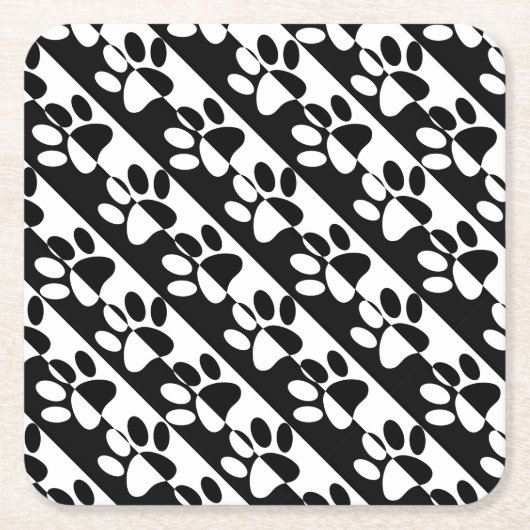 Pasten und Streifen für Hunde, schwarz und weiß Rechteckiger Pappuntersetzer (Vorderseite)
