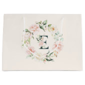 Paster-Rose mit floralen Monogramm E Große Geschenktüte (Vorderseite)
