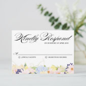 Paster Spring Flowers Wedding RSVP Card (Stehend Vorderseite)