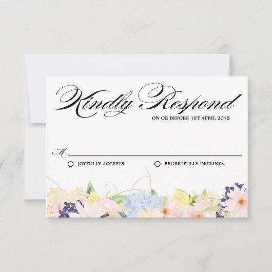 Paster Spring Flowers Wedding RSVP Card Karte (Vorderseite)