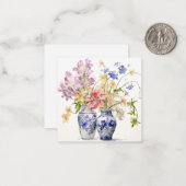 Pastete Blume in Delft Vases Flachnotierkarte Mitteilungskarte (Vorderseite/Rückseite Beispiel)