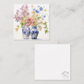 Pastete Blume in Delft Vases Flachnotierkarte Mitteilungskarte (Vorne/Hinten)