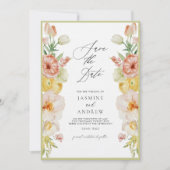 Pastete Blume Save the Date in Rost und Pfirsich Einladung (Vorderseite)