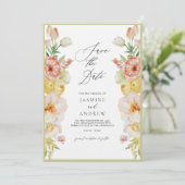 Pastete Blume Save the Date in Rost und Pfirsich Einladung (Stehend Vorderseite)