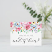 Pastete Blume werden meine Trauzeugin sein Postkarte (Stehend Vorderseite)