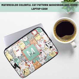 Pastete Cartoon Niedliche Katzen Name Monogramm Laptopschutzhülle