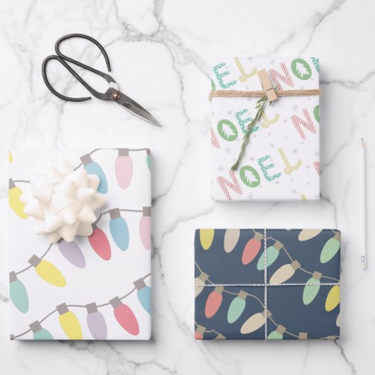 Pastete Christmas Lights Weihnachten Holiday Geschenkpapier Set (Vorderseite)