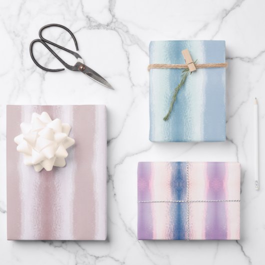 Pastete Fade Pink Lila Wasserfarben Geschenkpapier Set (Vorderseite)