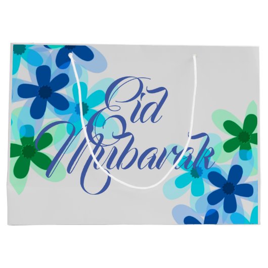 Pastete floral Eid Mubarak Geschenktasche Große Geschenktüte (Rückseite)