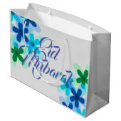 Pastete floral Eid Mubarak Geschenktasche Große Geschenktüte (Rückseite Schrägansicht)