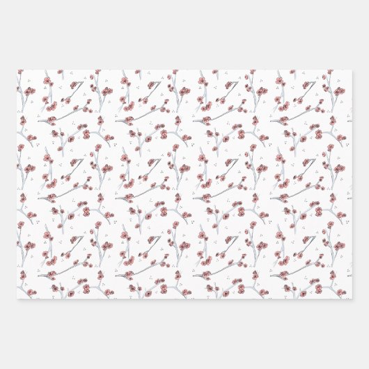 Pastete Frühling blau und rosa Tartan und Sakura Geschenkpapier Set (Vorderseite 3)