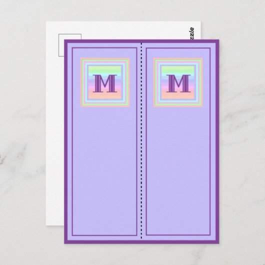 Pastete Gemustert Monogramm M Postkarten Lesezeich (Vorne/Hinten)