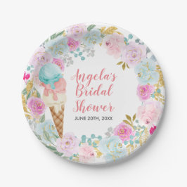 Pastete Ice Creme Aquarellfarben Blume Papier Tell Pappteller