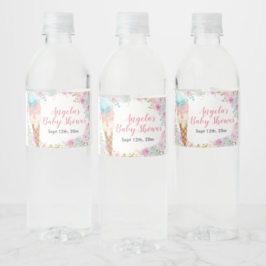 Pastete Ice Creme Floral Wasser Flasche Etikett (Flaschen)