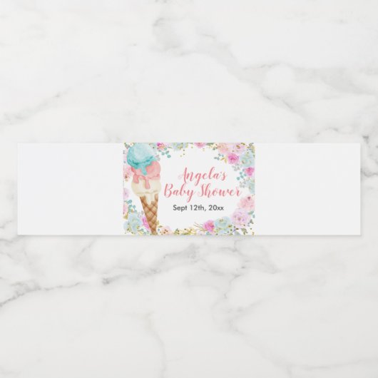 Pastete Ice Creme Floral Wasser Flasche Etikett (Einzelnes Label)