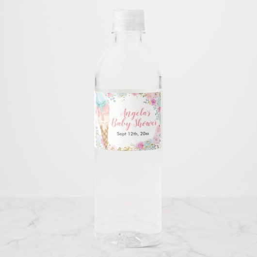 Pastete Ice Creme Floral Wasser Flasche Etikett (Vorderseite)