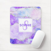 Pastete Lila & Imitate Silver Glitzer Agate Monogr Mousepad (Mit Mouse)