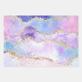 Pastete Lila, Rosa und Gold Glitzer Agate Geschenkpapier Set (Vorderseite 2)