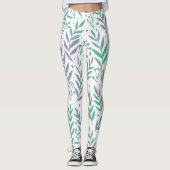 Pastete, lila und grüne Wasserfarben Leggings (Vorderseite)
