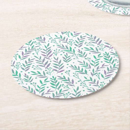Pastete, lila und grüne Wasserfarben Runder Pappuntersetzer (Angewinkelt)