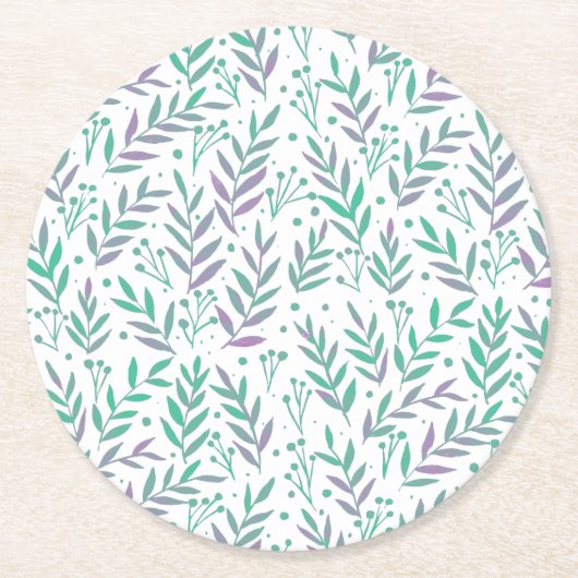 Pastete, lila und grüne Wasserfarben Runder Pappuntersetzer (Vorderseite)