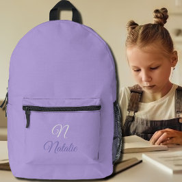 Pastete Lila Vollfarbe mit Monogramm Bedruckter Rucksack