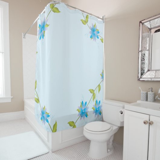 Pastete mit hellblauer Blüte Duschvorhang (Beispiel)
