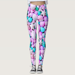 Pastete Muscheln Strandblau lila Leggings