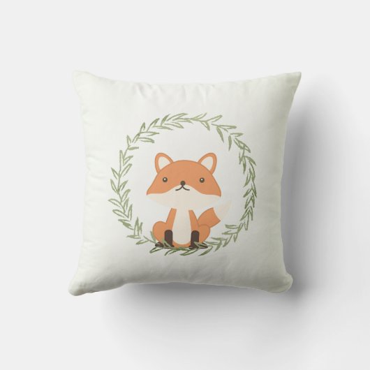 Pastete niedlich grünes Blatt Blumenfuchs Baby Kin Kissen (Rückseite)