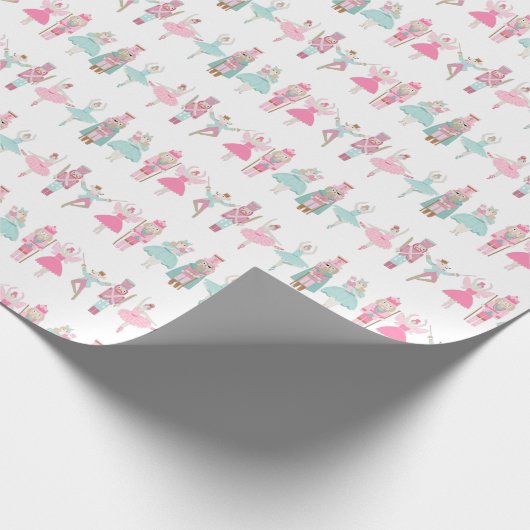 Pastete Nutcracker Ballet Pink Wrapping Paper Geschenkpapier (Ecke)