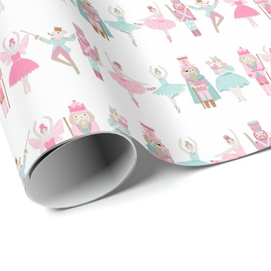 Pastete Nutcracker Ballet Pink Wrapping Paper Geschenkpapier (Rolleneckpunkt)