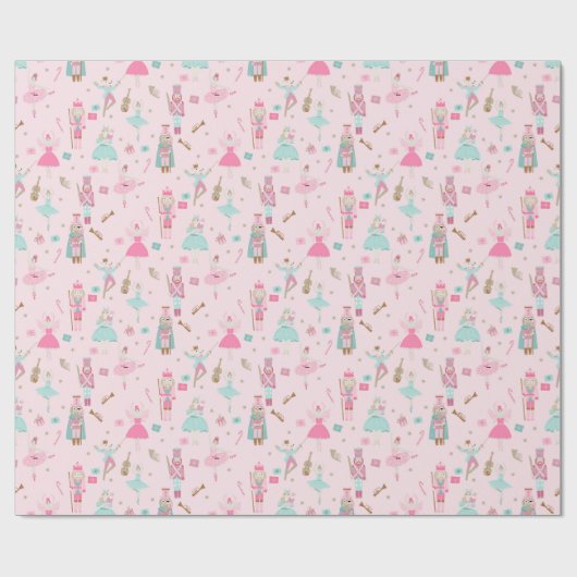 Pastete Nutcracker Ballet Pink Wrapping Paper Geschenkpapier (Flach)