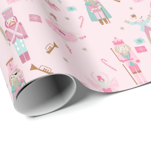 Pastete Nutcracker Ballet Pink Wrapping Paper Geschenkpapier (Rolleneckpunkt)