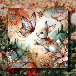 Pastete Peach gesteinigt Glass Spring Bunny Oaster Feiertagskarte