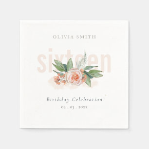Pastete Peach Rose Blumenstrauß Jeglicher Geburtst Serviette