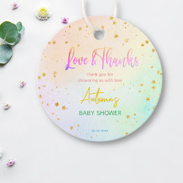 Pastete Regenbogen-Obro Babydusche personalisiert Geschenkanhänger