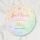 Pastete Regenbogen-Obro Babydusche personalisiert Geschenkanhänger (Vorderseite)