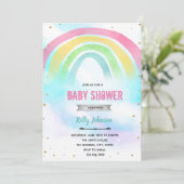 Pastete Regenbogendusche Geburtstagseinladung Einladung (Stehend Vorderseite)