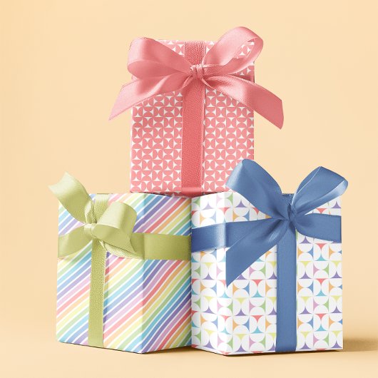 Pastete Regenbogenfeder Rosa Set von 3 Geschenkpapier Set