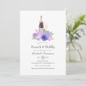 Pastete Violett Blumenbrunch & Bubbly Brautparty Einladung (Stehend Vorderseite)