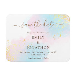 Pastete Wasserfarben Pink Gold Blue Save the Date Magnet