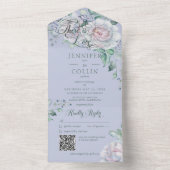 Pastete & White Peonies Peri Floral QR Code All In One Einladung (Innen Boden)