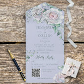 Pastete & White Peonies Peri Floral QR Code All In One Einladung