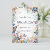 Pastete Wildblume und Schmetterling Save the Date (Stehend Vorderseite)