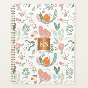 Pastete Wildblumen mit metallischem Kupfermonogram Planer