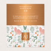 Pastete Wildblumen mit metallischem Kupfermonogram Visitenkarten (Außenseite Aufgefaltet)