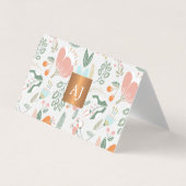 Pastete Wildblumen mit metallischem Kupfermonogram Visitenkarten (Vorderseite)