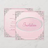 Pasteur Baby Pink Silver Butterfly Event Einladung (Vorne/Hinten)