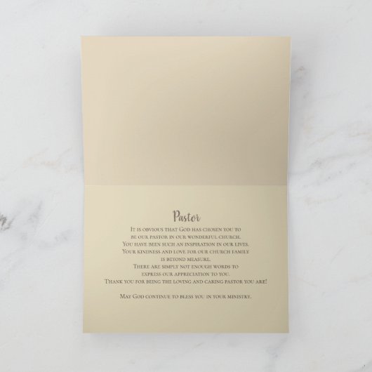 Pastor-Anerkennung - Fenster-Ansicht-e-bedeckt Dankeskarte (Innenseite)