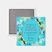 PASTOR APPRECIATION SERVANT Blue Floral Magnet (Vorderseite/Rückseite)